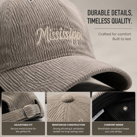 Casquette de baseball en velours côtelé brodée style rétro simple, douce et agréable pour la peau, idéale pour les voyages en extérieur et le quotidien, protection solaire.