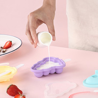 Moules à glace miniatures en silicone et fabricants de sucettes glacées de dessin animé avec couvercles, lavage à la main uniquement, kit de friandises glacées DIY, Hongyu W60225110034, vente en gros