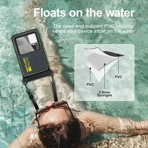กระเป๋าใส่โทรศัพท์มือถือกันน้ำกันน้ำขนาด7.5นิ้วกระเป๋า Crossbody แบบแห้งบวก IPX8 PVC กันน้ำกระเป๋าใส่โทรศัพท์มือถือสำหรับกีฬาทางน้ำ