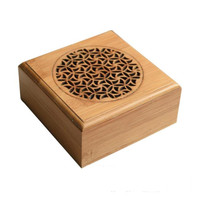 Boîte d'emballage en bois carrée en bambou gravée au laser, brûleur d'encens en bois