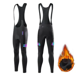 Pantalons de cyclisme thermiques en polaire pour <span class=keywords><strong>homme</strong></span> WOSAWE, avec rembourrage en gel 5D, haute élasticité, collants de vélo chauds - Product Image 1