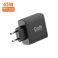 Tête de charge rapide Type-C 65W avec câble T3 en 1, chargeur PD 3.1, adaptateur rétractable GaN pour téléphone portable, Mac Book