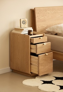 Q6052 Minimalist Style Solid Oak Wood 3 <strong>Drawers</strong> <strong>With</strong> Jewelry Box Bedroom NightStand <strong>Bedside</strong> <strong>Table</strong> for <strong>Small</strong>-size Apartment - Product Image 4