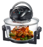 Friteuse à air en verre avec bol transparent 12L, four à convection 1500W, cuisson sans huile, cuisson visible, nettoyage facile, commande manuelle