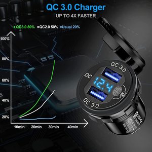 <span class=keywords><strong>Prise</strong></span> <span class=keywords><strong>USB</strong></span> double port 12V 24V DC étanche en aluminium avec chargeur rapide QC3.0 pour <span class=keywords><strong>voiture</strong></span>, voltmètre numérique et interrupteur marche/arrêt - Product Image 3