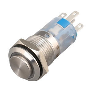 Interrupteur à bouton en acier inoxydable de 19 mm, tête haute, anneau lumineux LED, IP65, 1NO, pour appareils électroménagers - Product Image 3