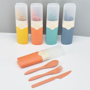 Juego de Cubiertos Portátiles para Niños, con Logotipo Personalizado, Modernos, para Picnic y Viajes, Libres de BPA, Hechos de Fibra de Paja de Trigo y Plástico PP Biodegradable - Product Image 1
