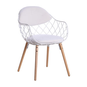 無料サンプル ラーセン ラウンジルーム フレンチスタイル グレー ラップ アイアン ラウンド ロイヤル ステンレススチール製 PVC ダイニングチェア 10脚セット - Product Image 1