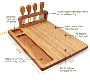 Ensemble de planche à <span class=keywords><strong>fromage</strong></span> en bambou, planche de service de craquelins à viande et ensemble de 4 couteaux à <span class=keywords><strong>fromage</strong></span> Cadeaux uniques <span class=keywords><strong>pour</strong></span> <span class=keywords><strong>Noël</strong></span> - Product Image 3