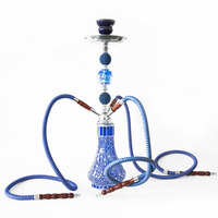 Vente chaude en gros Double tuyau narguilé arabe à quatre tuyaux de taille moyenne mosaïque verre tuyau d'eau accessoires pour fumer en métal