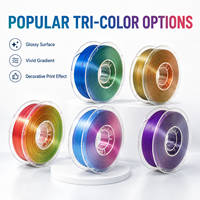 Filament PLA Soie Haute Brillance 1,75 mm Anti-blocage Dégradé Tricolore Métallique Brillant Filament 3D Bobine 1 kg FDM/FFF Personnalisé OEM