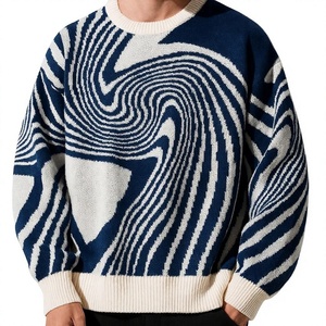 Suéter de punto jacquard extragrande para hombre, cuello redondo, patrón geométrico, ropa informal de otoño - Product Image 6