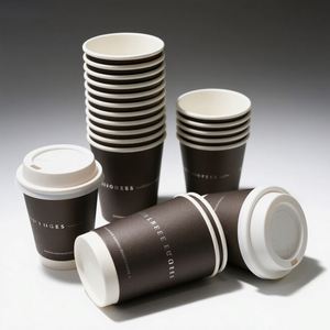 <b>Disposable</b> 8oz 10oz 14oz 16oz 24oz Laxury Black Biodegradable Double Wall Heat Resistant Custom Paper Coffee <b>Cups</b> with Lids - Product Image 4