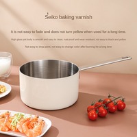 FTS pot à lait ustensiles de cuisine fabricants de marmites à soupe antiadhésif avec couvercle double couche s.s long manche en acier inoxydable ensemble de casseroles à lait