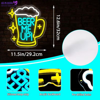 Divertido Letrero LED de Neón con la Frase "Beer Me Up", Letrero Luminoso con Diseño de Jarra de Cerveza para Decoración de Bares y Pubs, Alimentación por USB de 5V, Regalos para Fiestas, Personalizable
