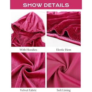 Women's 2 Piece Velour Tracksuit Zip Crop <b>Top</b> Drawstring Flare Pants Set Autumn Breathable Sexy Outfit - Product Image 5