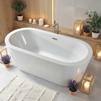 Baignoire autoportante ovale moderne en acrylique pour bains relaxants en intérieur, idéale pour les hôtels, les villas ou la vente en gros pour usage domestique