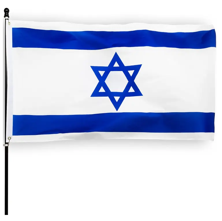 100% ポリエステル3X5フィートイスラエル国旗イスラエル国旗2真鍮グロメット付き