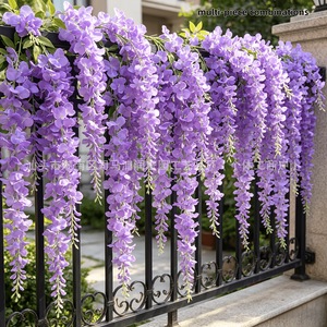 Guirlandes de fleurs artificielles de glycine en plastique, plantes suspendues, lot multi-pièces pour décoration murale - Product Image 1