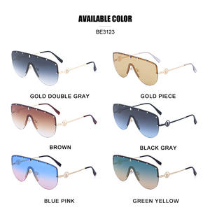 Lunettes de soleil surdimensionnées pour femmes BrandName, verres PC UV400, monture noire, demi-cerclées en métal, style européen - Product Image 5