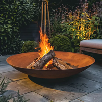 Foyer en acier corten barbecue barbecue poêle à bois jardin extérieur barbecue table ronde et chaise foyer en métal