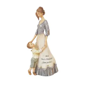 树脂工艺品家庭爱情雕塑长裙母子雕像