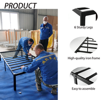 Neues Design Einfache Montage Robuster Holz-Metall-Raumspar-Doppelbettrahmen für Schlafsäle in Queen- und King-Size