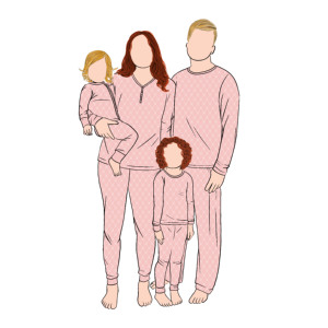 Qingli ODM Custom Factory Unisex Boutique in maglia 2 pezzi Set a maniche lunghe stampa a quadri abbinata abiti madre figlia - Product Image 1