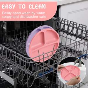 Ensemble d'alimentation pour bébé en silicone de qualité alimentaire, ventouses, assiettes reparties, écologiques, compatibles lave-vaisselle, 5 couleurs - Product Image 6