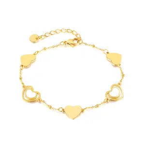 Pearl oysters 18k gold thin jewelry set chain heart women ladies bracelet stainless steel for wrist