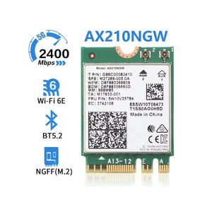 Ax210 ax210ngw Card mạng M.<span class=keywords><strong>2</strong></span> NGFF <span class=keywords><strong>2</strong></span>.4GHz/5G Wi-Fi 6E 2400Mbps Wifi thẻ 802.11ax Bluetooth 5.<span class=keywords><strong>2</strong></span> Wifi Adapter - Product Image 3