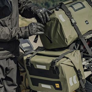 Sacoche de moto en PVC tendance 30L, étanche, réfléchissante, avec fermeture éclair, pour la conduite nocturne, double sacoche arrière, sans barres de traction - Product Image 1