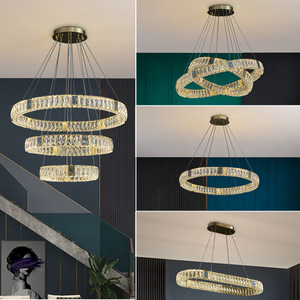 Lustre en cristal finition or E26 LED 3500K blanc chaud, hauteur réglable, luminaire suspendu pour salon, acier inoxydable, 120 faisceaux - Product Image 2