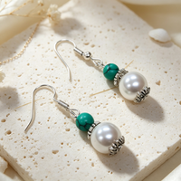 Boucles d'oreilles pendantes en imitation perle et turquoise, légères, avec pendentif en pierres naturelles, bijoux fantaisie pour femme, idéales comme cadeau