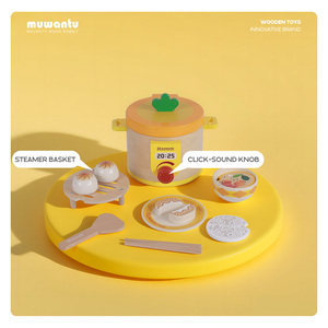 Juguete de Madera para Jugar a la Cocina, Set de Desayuno Chino Dim Sum, Bollos al Vapor, Trozos de Arroz, Juguete Educativo de Imaginación para Niños y Niñas - Product Image 3