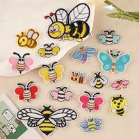 Patchs ronds personnalisés en feutre brodé à la main, motif abeille mignon, à thermocoller pour vêtements et chapeaux d'enfants
