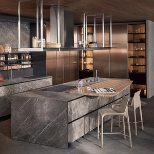 Gabinetes de Cocina Modulares de Lujo con Acabado Lacado de Alto Brillo, Diseño Personalizado, Juego Completo de Gabinetes de Cocina con <span class=keywords><strong>Isla</strong></span> para Villa - Product Image 1