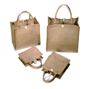 Eco Friendly Burlap Shopping <b>Bag</b> <b>Medium</b> <b>Size</b> Button Closure Hand Length Handle Groceries Use Made In Bangladesh - Product Image 1