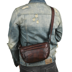 Leather Crossbody <b>Bag</b> Brown Coffee Genuine Leather Men's Chest <b>Bag</b> Durable Everyday Outfits - Product Image 1