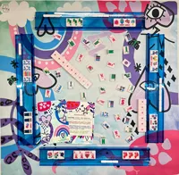 Nappe de mahjong de luxe moderne 2026, design aquarelle personnalisé, peinte à la main, imperméable et résistante aux rayures, 33 pouces