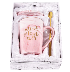 Productos Ecológicos, <span class=keywords><strong>Tazas</strong></span> de Formas Únicas, Taza de Café Rosa de 14 oz, <span class=keywords><strong>Tazas</strong></span> de Café de Cerámica con Cuchara Dorada, Juego de Regalo de Cumpleaños <span class=keywords><strong>para</strong></span> Mujer - Product Image 2