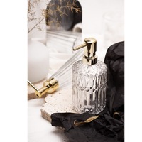 Distributeur de savon à pompe en verre et ABS de 2 pièces en gros Ensemble d'accessoires de salle de bain avec composants haut de gamme