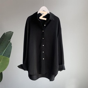 Hot Bán 2025 Của Phụ Nữ Satin Áo Sơ Mi Retro Thiết Kế Màu Rắn Dài Tay Áo Áo Cho Mùa Xuân Mùa Hè Mùa XXXL Kích Thước - Product Image 5