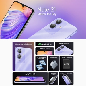 Ulefone Note 21 Android14 Identification faciale et empreinte digitale 4 Go + 128 Go 6.56 pouces Téléphone portable Unisoc T606 Octa Core 4G Smartphone OTG double SIM - Product Image 3