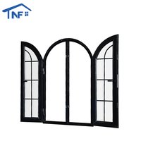 Fenêtre à battant supérieure moderne en verre trempé arc en aluminium écran magnétique en acier inoxydable filet à ouverture horizontale pour villas