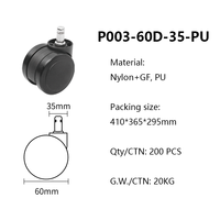 Roulettes pour meubles, chaise de bureau, roulettes en nylon 2/2,5 pouces, 50 mm, 60 mm, roulettes en PU