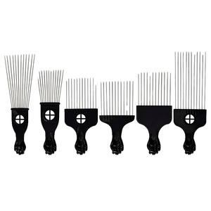 Pettine Afro Lungo in Metallo Nero, Strumento di Moda per Parrucchieri, per Donne e Uomini, Stile Africano, Pettine per Acconciature con Olio - Product Image 4