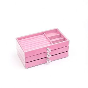 3 Layers Flock Jewelry <b>Storage</b> <b>Box</b> Earring Rings Necklaces Display Organizer - Product Image 6