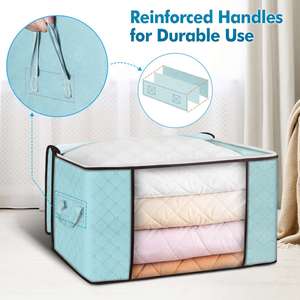 Bolsa de Almacenamiento de Ropa Plegable Personalizada de Fábrica, Contenedores de Almacenamiento de Ropa con Ventana de PVC para Organizar Ropa y Almohadas - Product Image 4