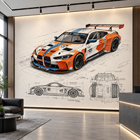 Papier peint mural personnalisé avec plan de voiture de course, décoration de garage automobile personnalisée pour salle d'exposition, café, bureau, club